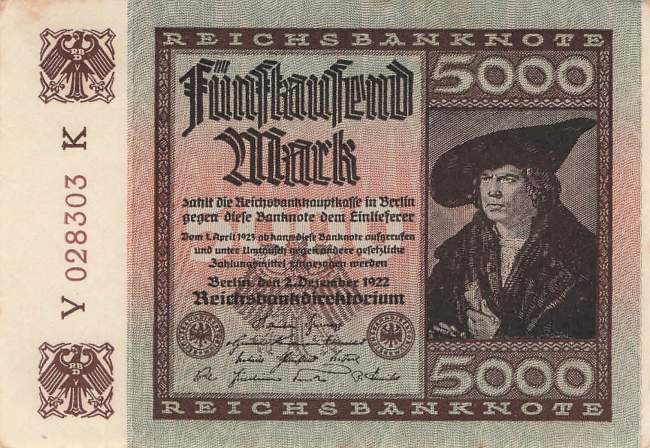 5000 Mark  ro.80c K 1922 XF
